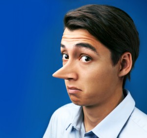 Man lies and his nose grows like Pinocchio