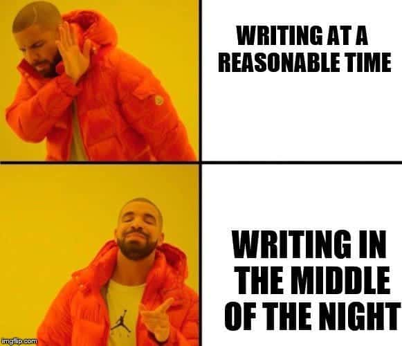 Drake meme about writing