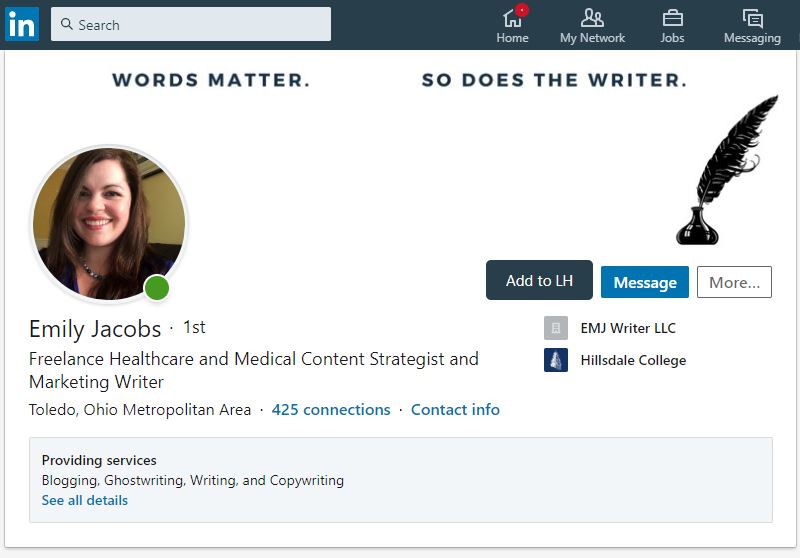 Emily Jacobs profile: LinkedIn Marketing