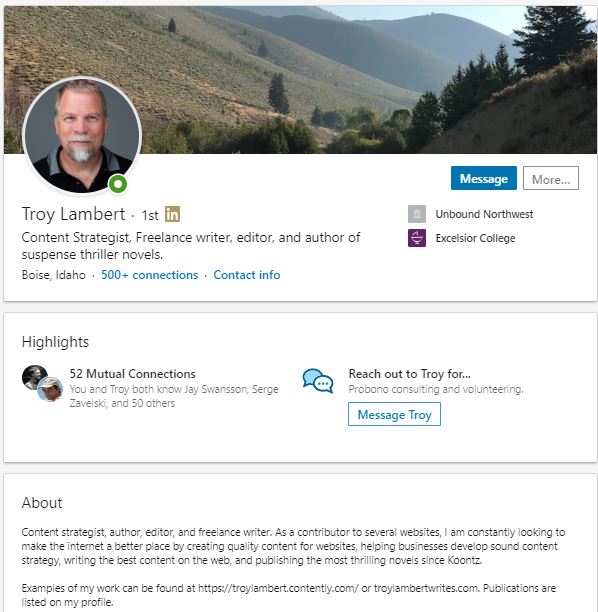 LinkedIn Profile Troy Lambert