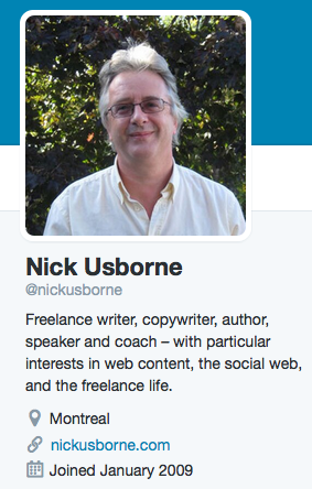 Nick Usborne's Twitter profile