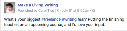 Successful freelance writer fears