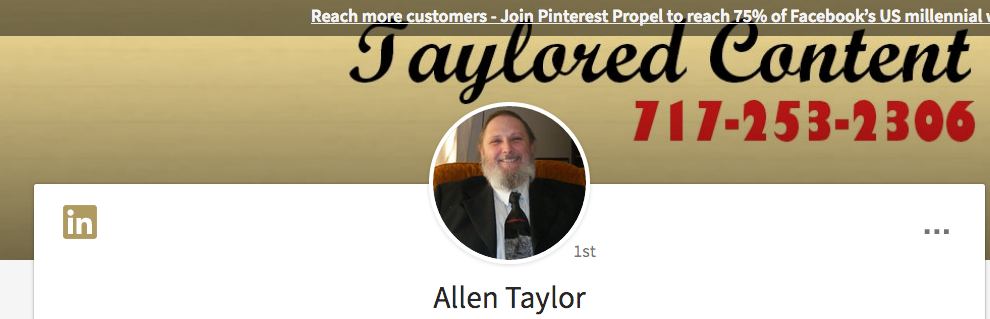 LinkedIn profile tips for freelancers -- Allen Taylor's header