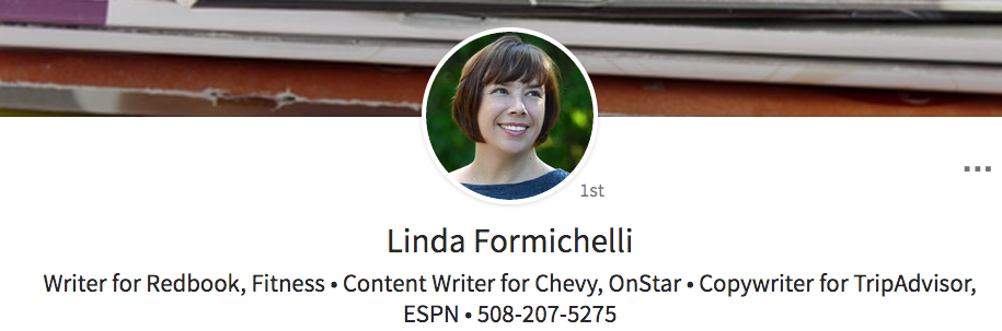 LinkedIn profile tips for freelancers - Linda Formichelli's tagline