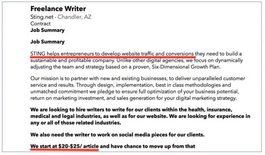 Super low pay. Sign an agency is a content mill