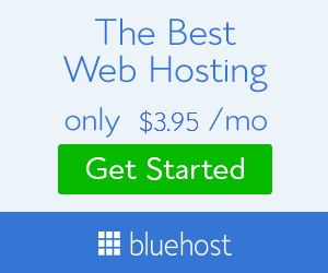 Bluehost Web Hosting Logo Button advertising $3.95 per month to get started