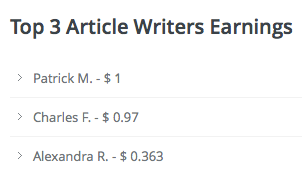 Case #3 - Top 3 Article Writers Earnings
