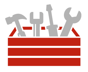 4 Tools in a red toolbox